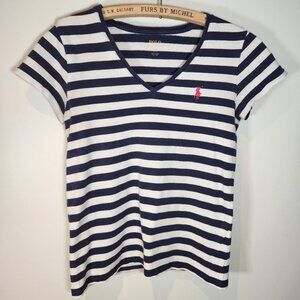 Polo Ralph Lauren Navy and White Striped Tee 100% cotton